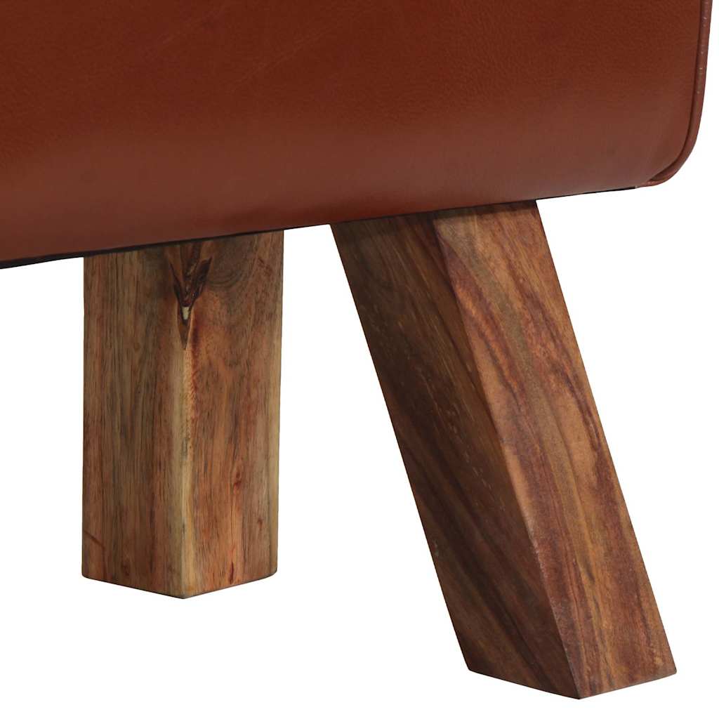Panca Turnbock Vintage con Maniglie in Vera Pelle di Capra