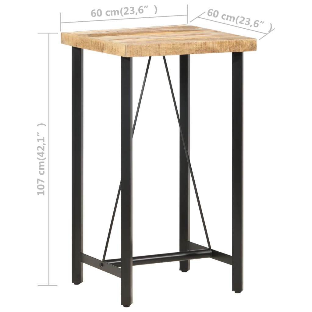 Tavolo da Bar 60x60x107 cm in Legno Ruvido di Mango | homemem39