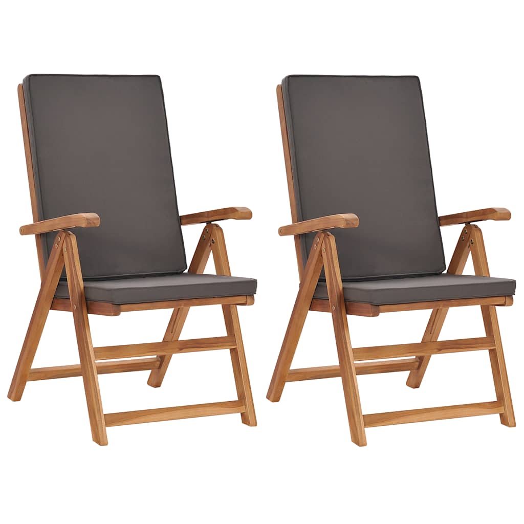 Sedie da Giardino con Cuscini 2 pz Legno di Teak Grigio | homemem39