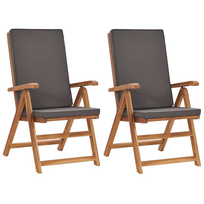 Sedie da Giardino con Cuscini 2 pz Legno di Teak Grigio | homemem39