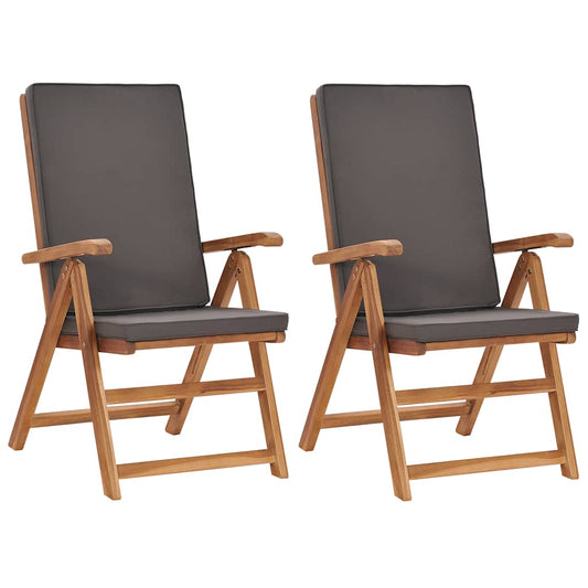 Sedie da Giardino con Cuscini 2 pz Legno di Teak Grigio | homemem39