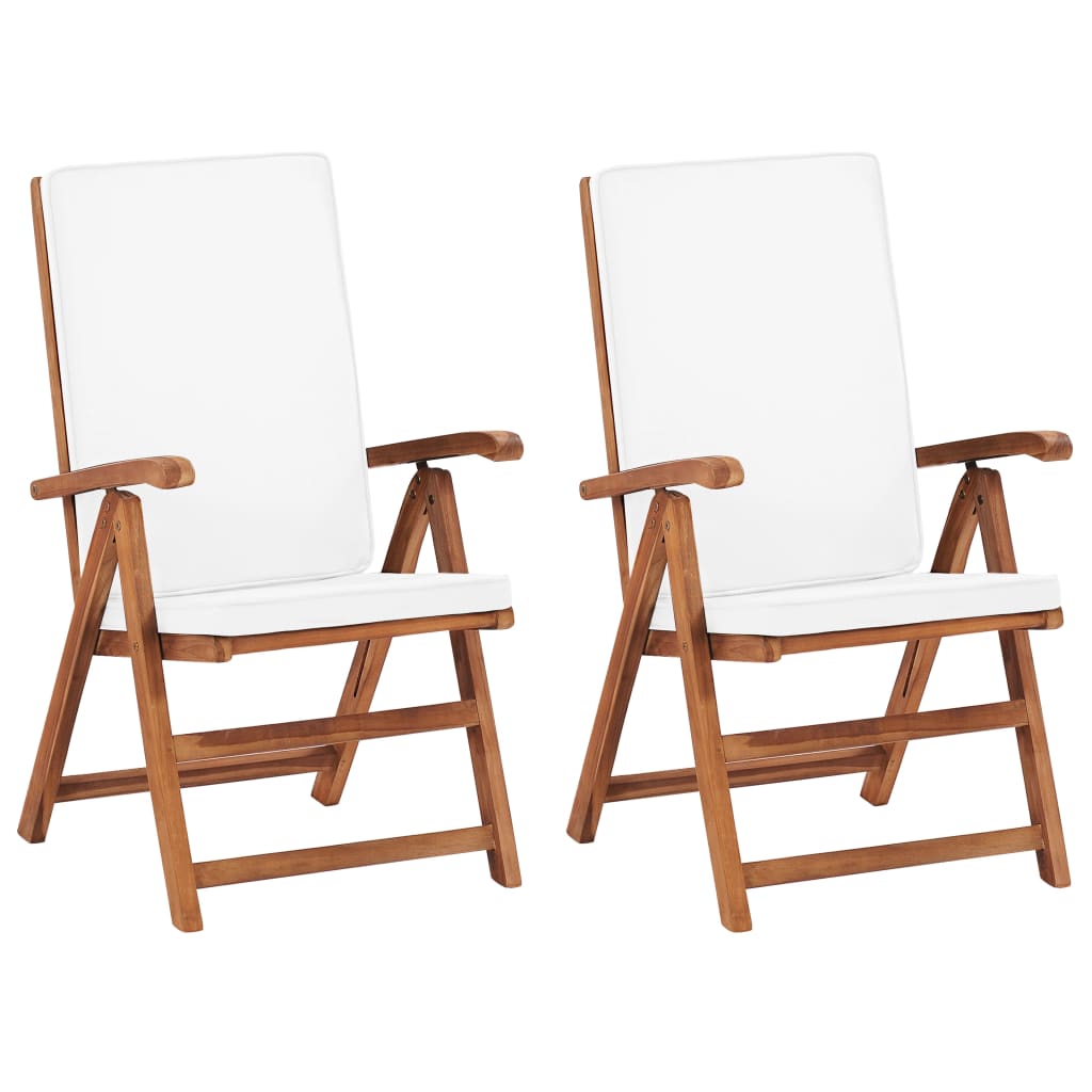 Sedie da Giardino con Cuscini 2 pz Legno Massello di Teak Crema | homemem39
