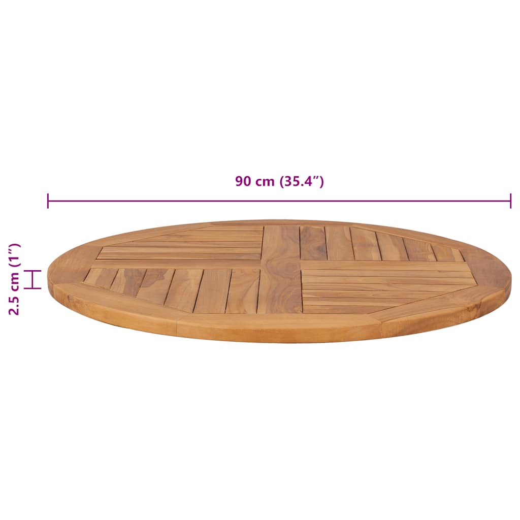 Table Top in Solid Teak Wood Round 2.5 cm 90 cm