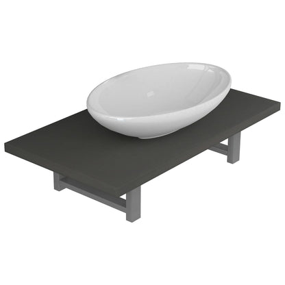Set Mobili da Bagno 2 pz Ceramica Grigio | homemem39