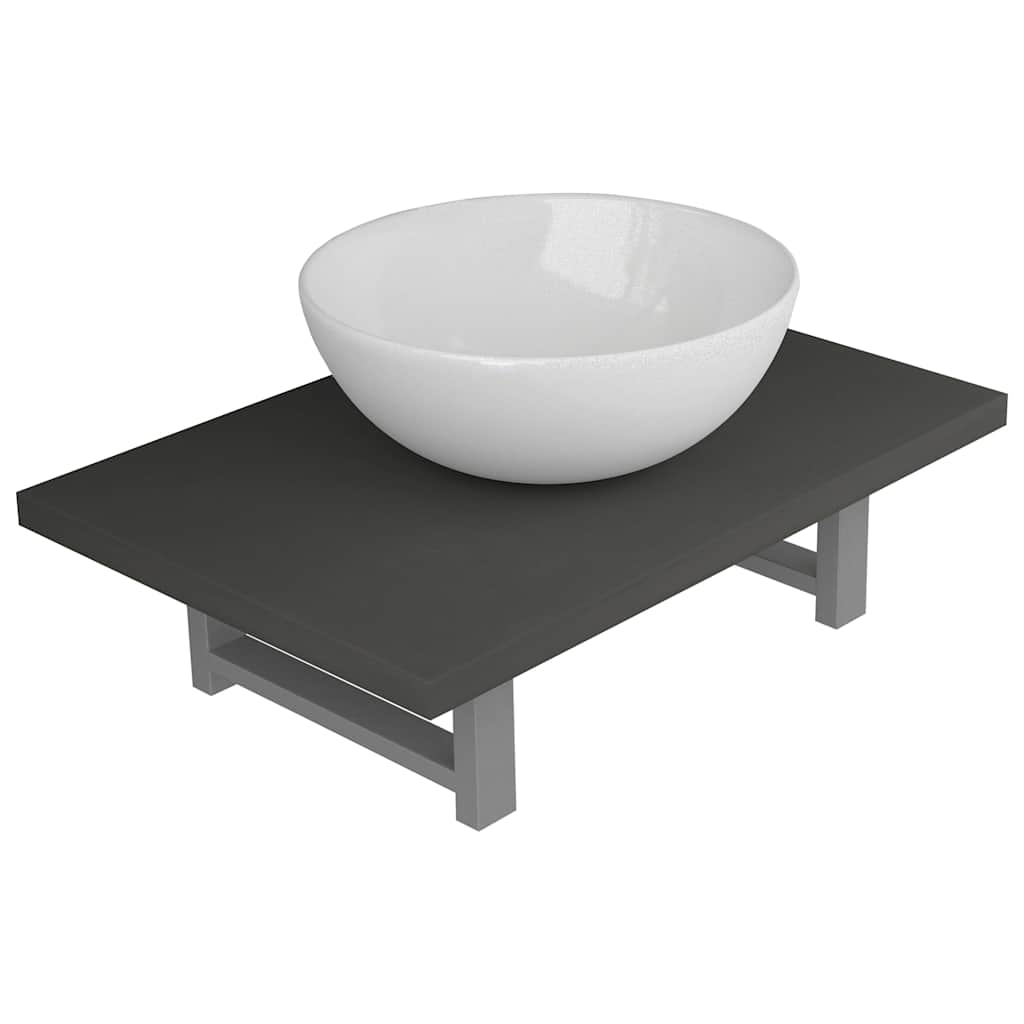 Set Mobili da Bagno 2 pz Ceramica Grigio