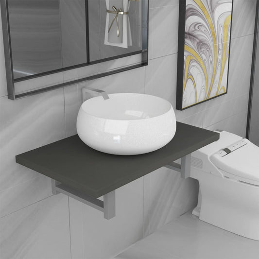Set Mobili da Bagno 2 pz Ceramica Grigio | homemem39