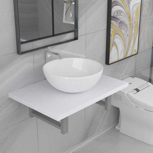 Set Mobili da Bagno 2 pz Ceramica Bianco