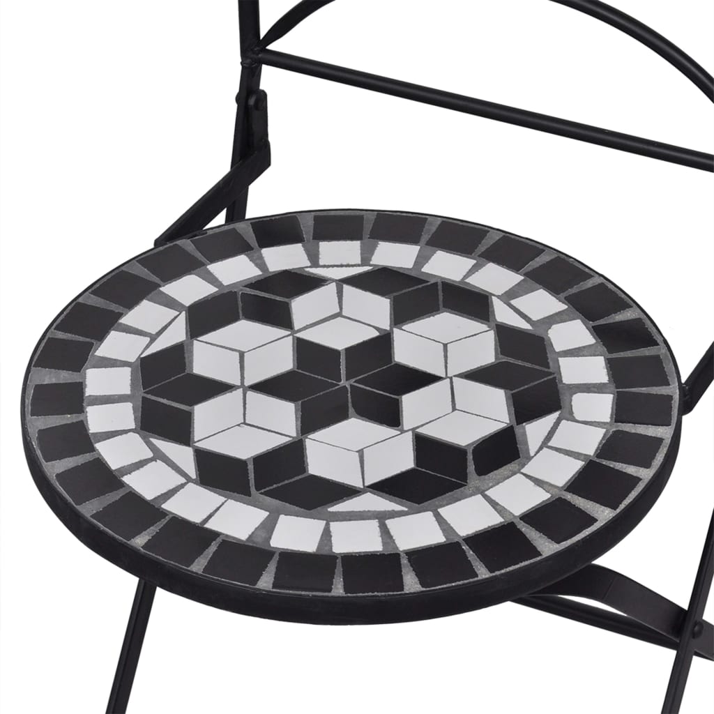 Set Bistrò 3 pz con Mosaico in Ceramica Nero e Bianco - homemem39