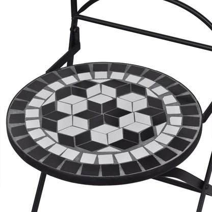 Set Bistrò 3 pz con Mosaico in Ceramica Nero e Bianco - homemem39