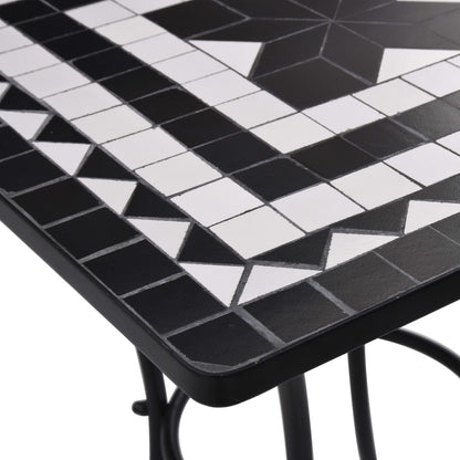 Set Bistrò 3 pz con Mosaico in Ceramica Nero e Bianco - homemem39
