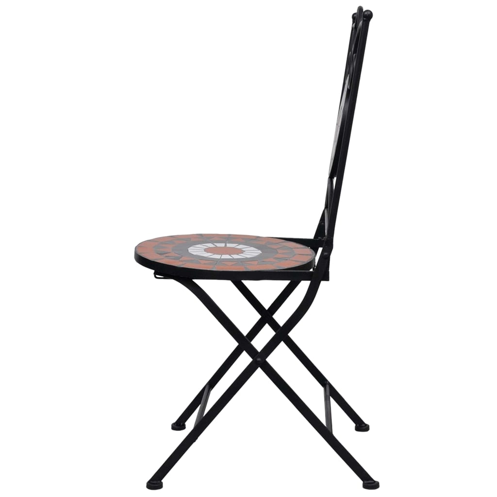 Set Bistrò 3 pz con Mosaico in Ceramica Terracotta e Bianco - homemem39