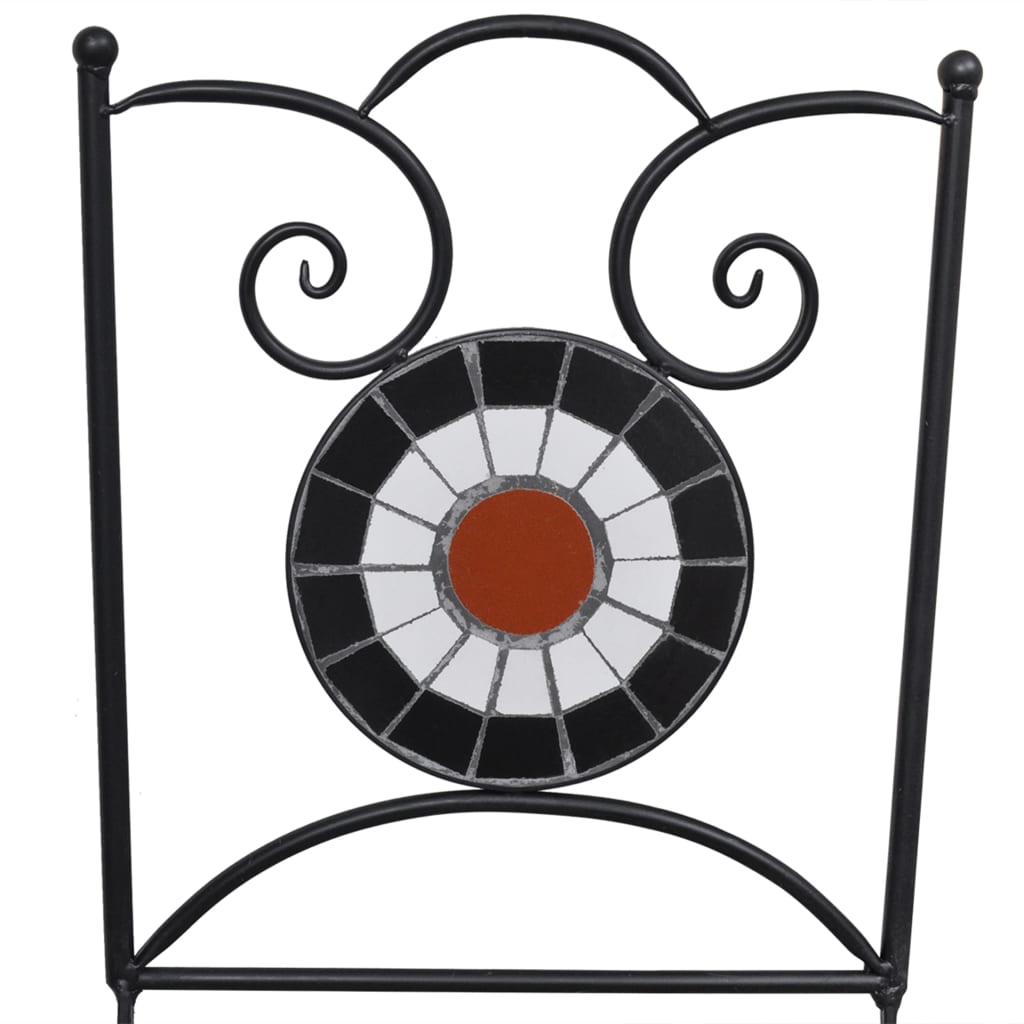 Set Bistrò 3 pz con Mosaico in Ceramica Terracotta e Bianco - homemem39