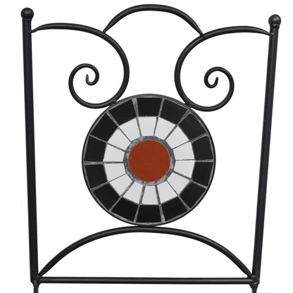 Set Bistrò 3 pz con Mosaico in Ceramica Terracotta e Bianco - homemem39