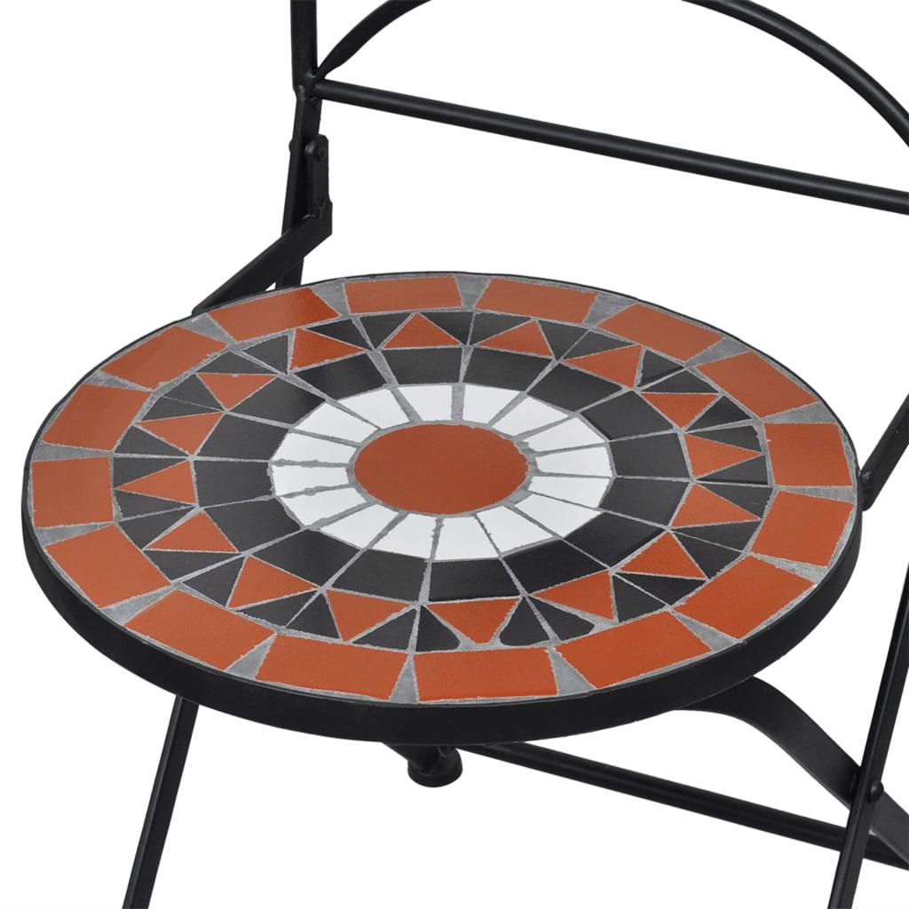 Set Bistrò 3 pz con Mosaico in Ceramica Terracotta e Bianco - homemem39