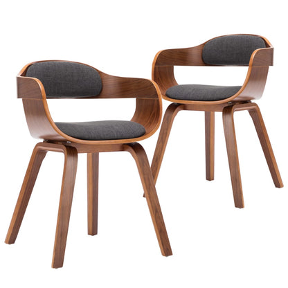 Sedie da Pranzo 2 pz Grigio Scuro in Tessuto e Legno Curvato | homemem39