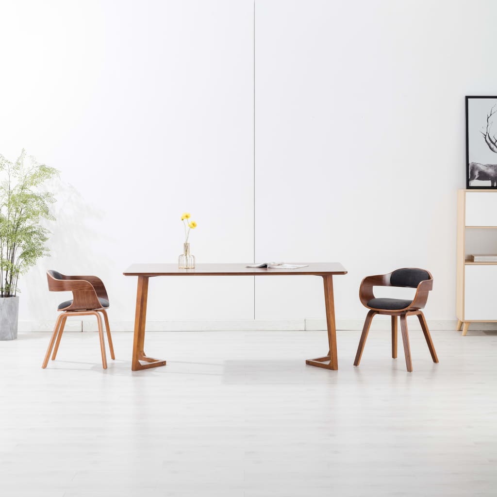 Sedie da Pranzo 2 pz Grigio Scuro in Tessuto e Legno Curvato | homemem39