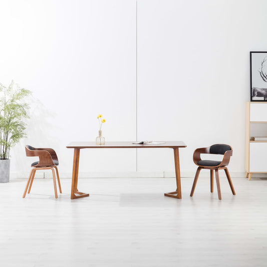 Sedie da Pranzo 2 pz Grigio Scuro in Tessuto e Legno Curvato | homemem39