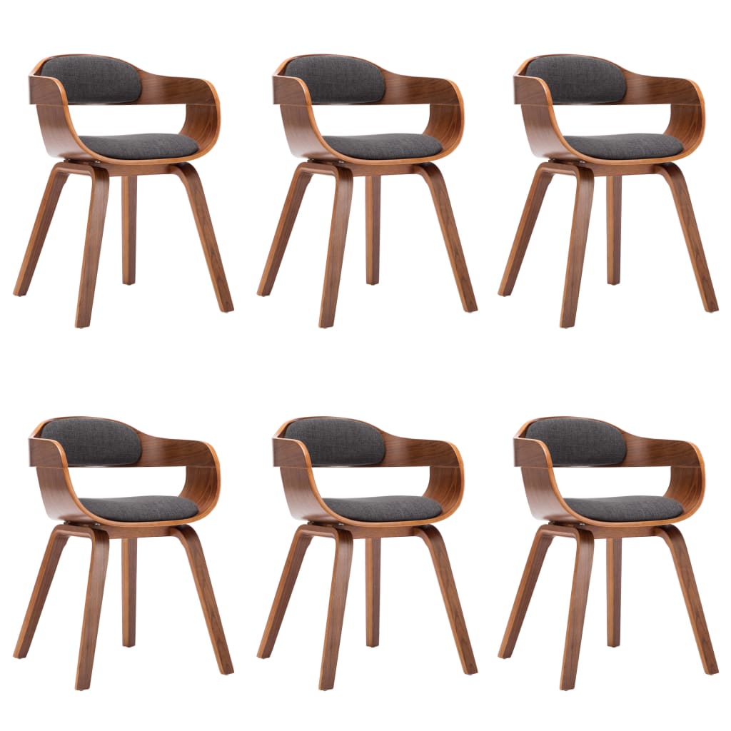Sedie da Pranzo 6 pz Grigio Scuro in Tessuto e Legno Curvato | homemem39