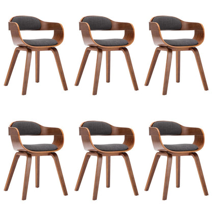 Sedie da Pranzo 6 pz Grigio Scuro in Tessuto e Legno Curvato | homemem39