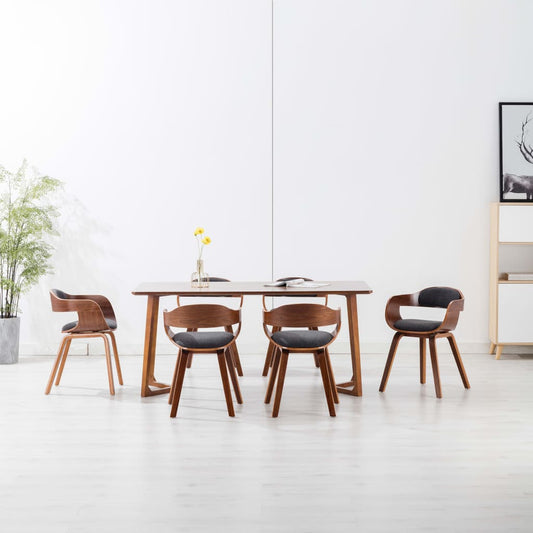 Sedie da Pranzo 6 pz Grigio Scuro in Tessuto e Legno Curvato | homemem39