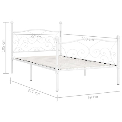 Giroletto Base con Doghe Bianco in Metallo 90x200 cm