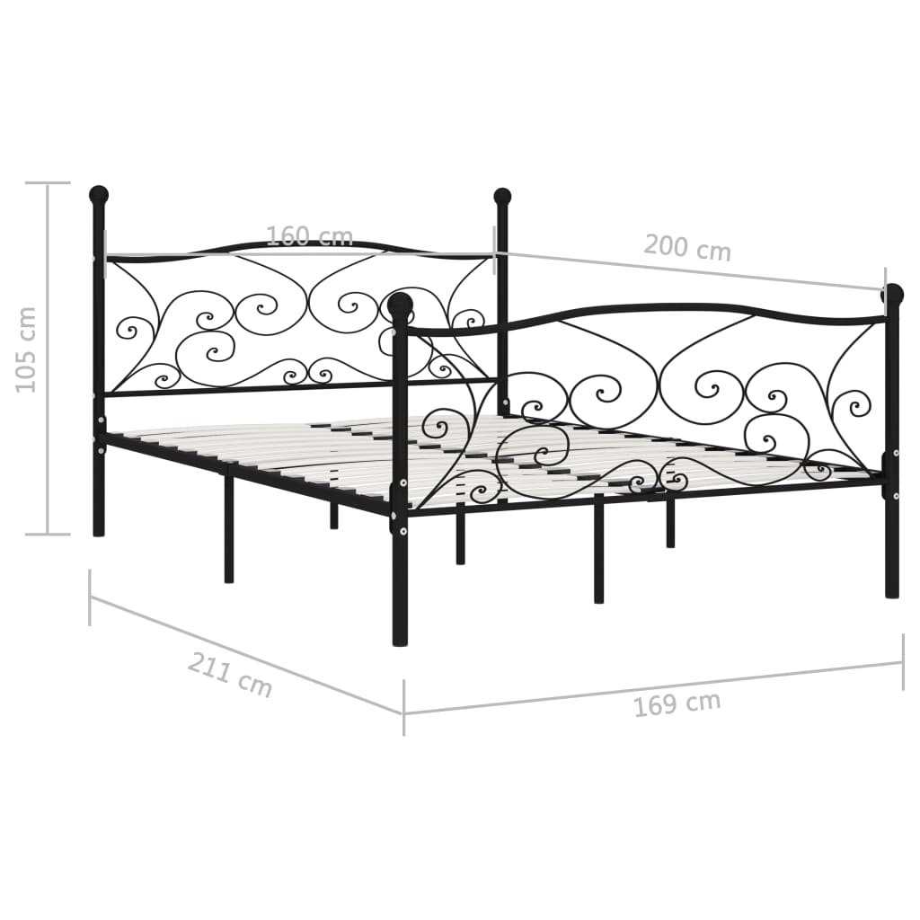 Giroletto con Doghe Nero in Metallo 160x200 cm | homemem39
