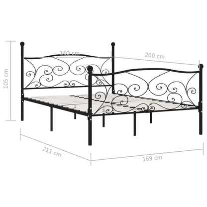 Giroletto con Doghe Nero in Metallo 160x200 cm | homemem39