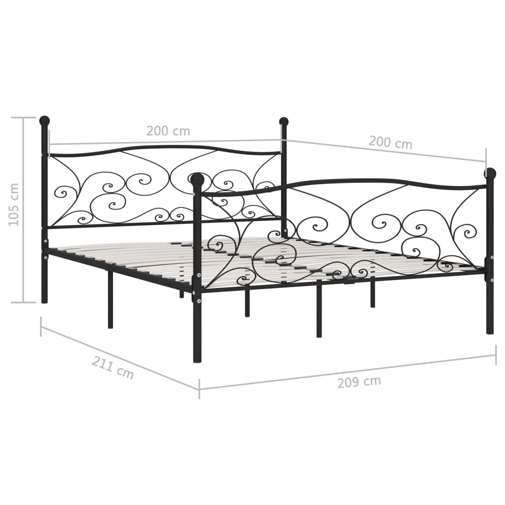 Giroletto con Doghe Nero in Metallo 200x200 cm | homemem39