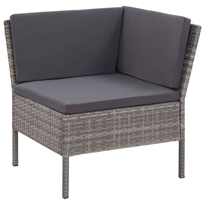 Set Divani da Giardino 6 pz con Cuscini in Polyrattan Grigio | homemem39