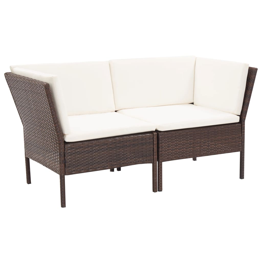 Set Divani da Giardino 6 pz con Cuscini in Polyrattan Marrone - homemem39