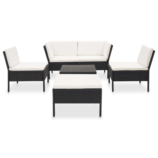 Set Divani da Giardino 6 pz con Cuscini in Polyrattan Nero | homemem39