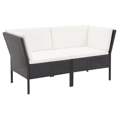Set Divani da Giardino 6 pz con Cuscini in Polyrattan Nero | homemem39