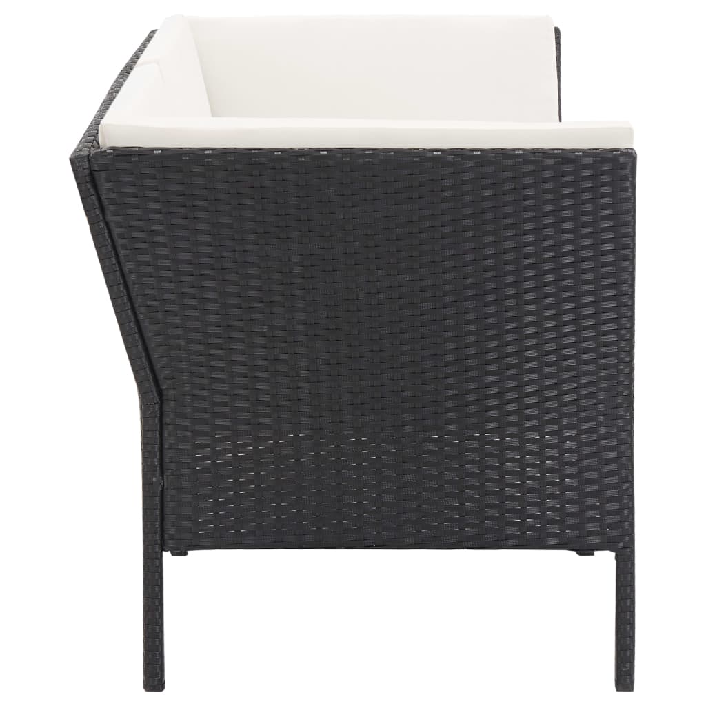 Set Divani da Giardino 6 pz con Cuscini in Polyrattan Nero | homemem39