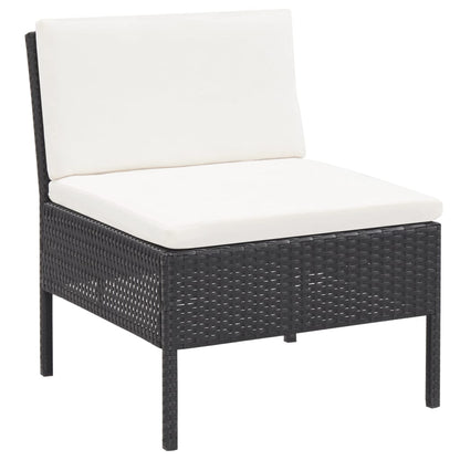 Set Divani da Giardino 6 pz con Cuscini in Polyrattan Nero | homemem39