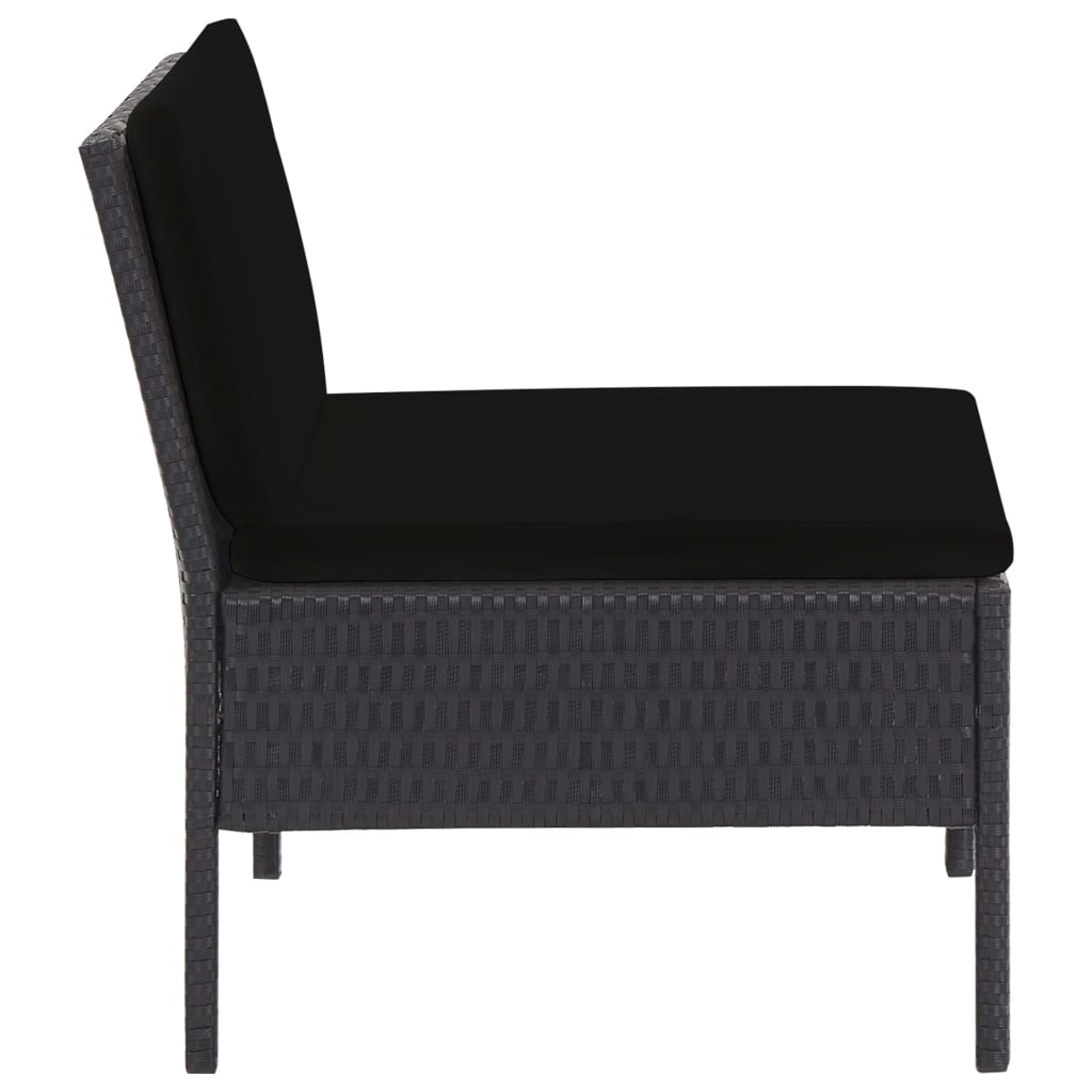 Set Divani da Giardino 6 pz con Cuscini in Polyrattan Nero | homemem39