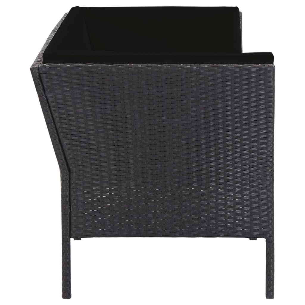 Set Divani da Giardino 6 pz con Cuscini in Polyrattan Nero | homemem39