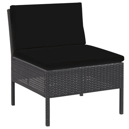 Set Divani da Giardino 6 pz con Cuscini in Polyrattan Nero | homemem39