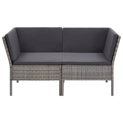 Set Divani da Giardino 6 pz con Cuscini in Polyrattan Grigio
