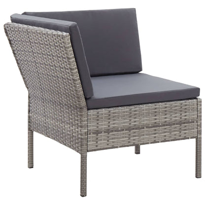 Set Divani da Giardino 6 pz con Cuscini in Polyrattan Grigio | homemem39