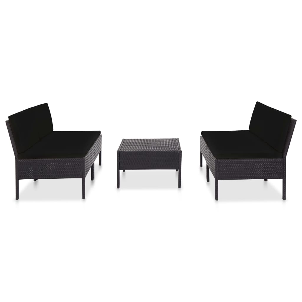 Set Divani da Giardino 5 pz con Cuscini in Polyrattan Nero | homemem39