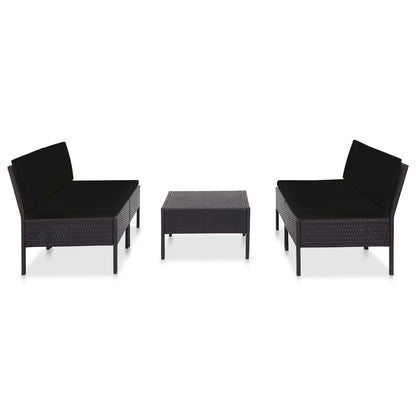 Set Divani da Giardino 5 pz con Cuscini in Polyrattan Nero | homemem39