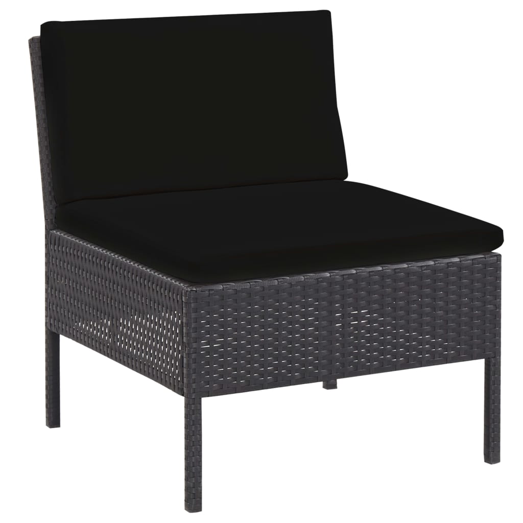 Set Divani da Giardino 5 pz con Cuscini in Polyrattan Nero | homemem39