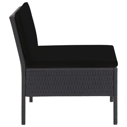 Set Divani da Giardino 5 pz con Cuscini in Polyrattan Nero | homemem39