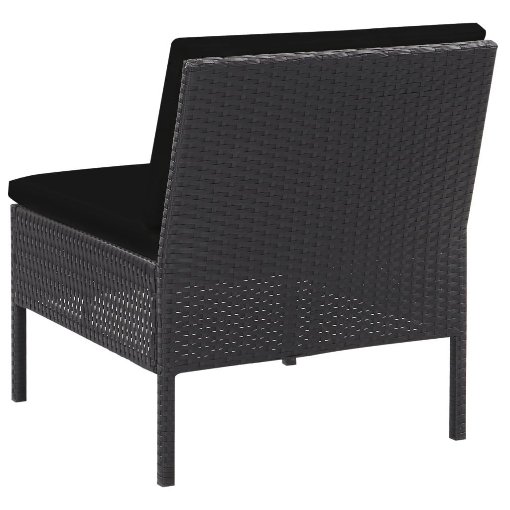Set Divani da Giardino 5 pz con Cuscini in Polyrattan Nero | homemem39