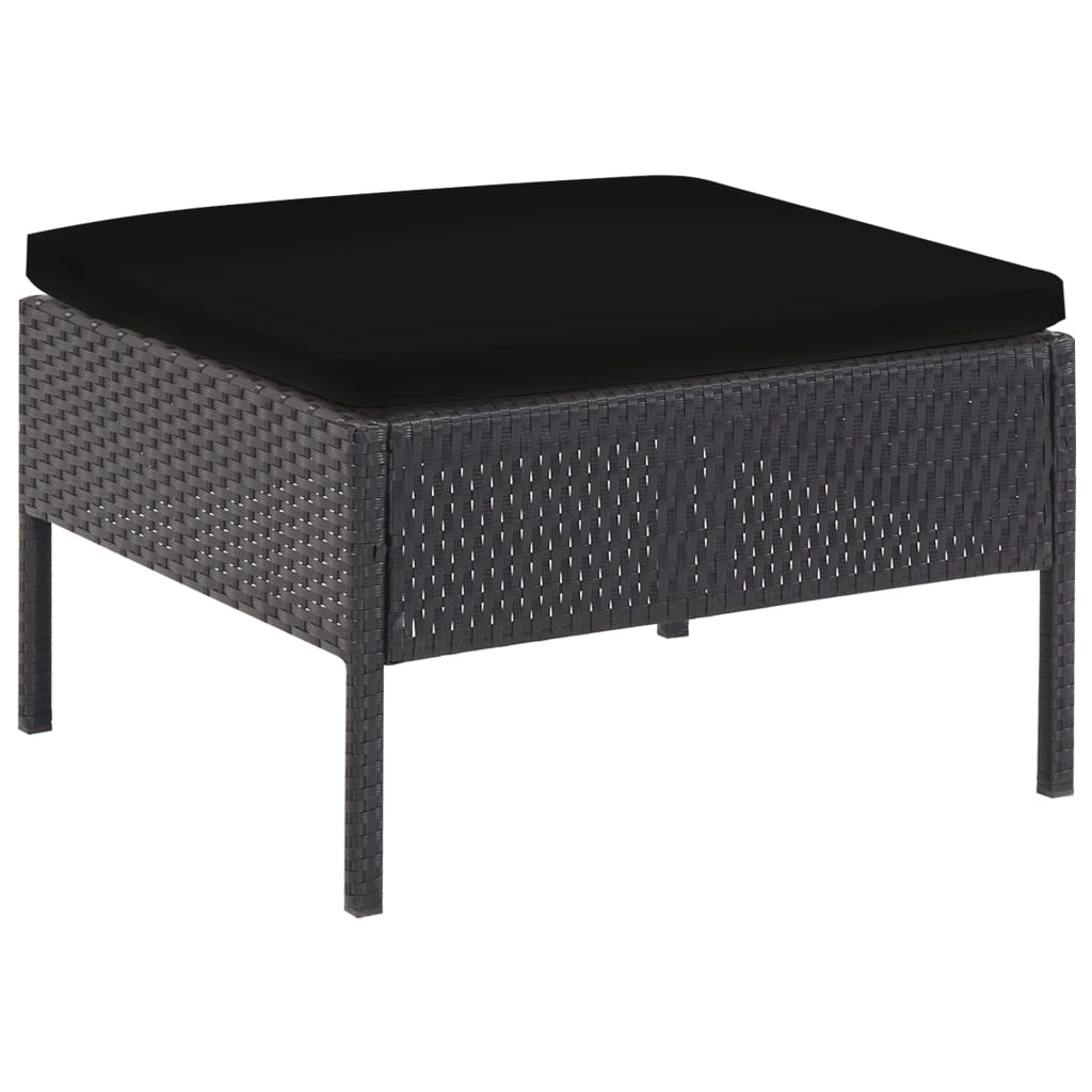 Set Divani da Giardino 5 pz con Cuscini in Polyrattan Nero | homemem39