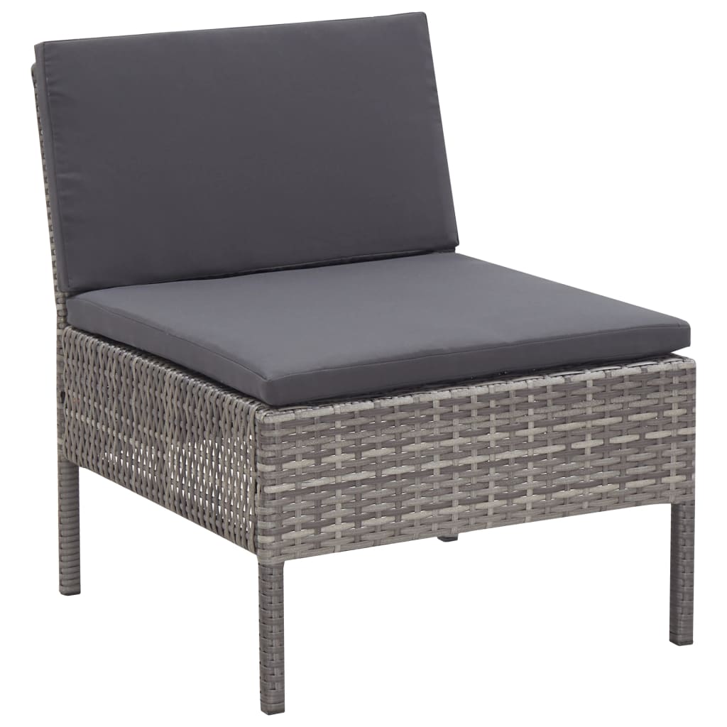 Set Divani da Giardino 5 pz con Cuscini in Polyrattan Grigio | homemem39