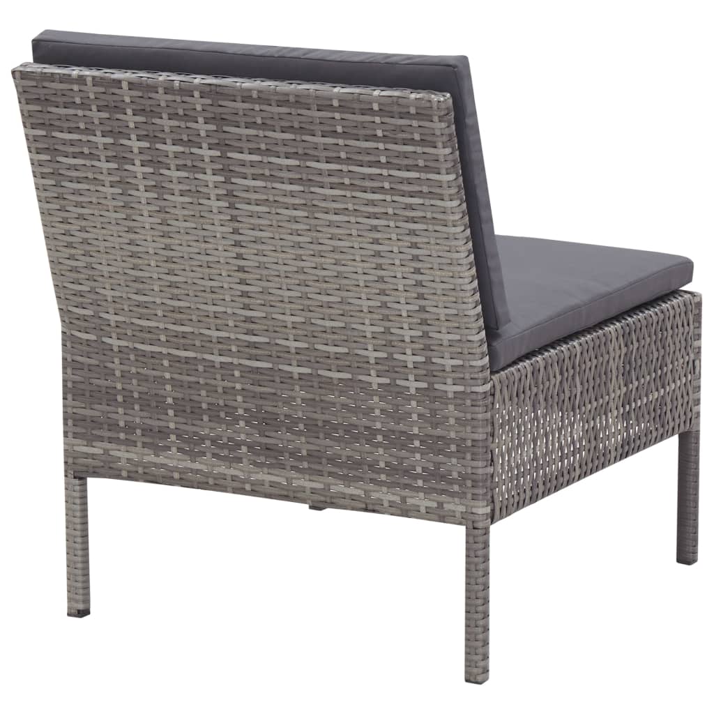 Set Divani da Giardino 5 pz con Cuscini in Polyrattan Grigio | homemem39