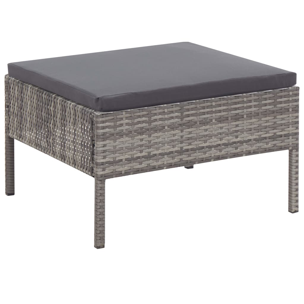 Set Divani da Giardino 5 pz con Cuscini in Polyrattan Grigio | homemem39