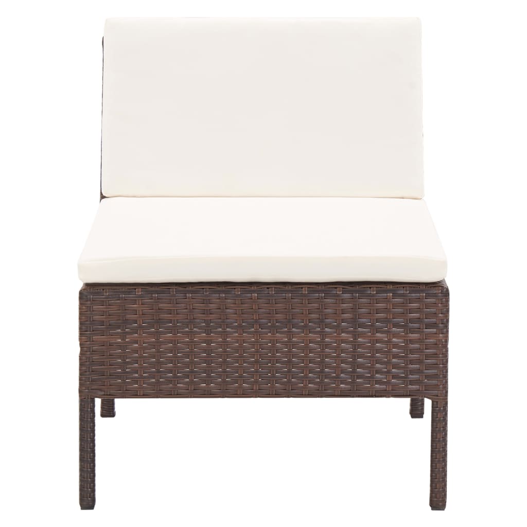 Set Divani da Giardino 6 pz con Cuscini in Polyrattan Marrone | homemem39