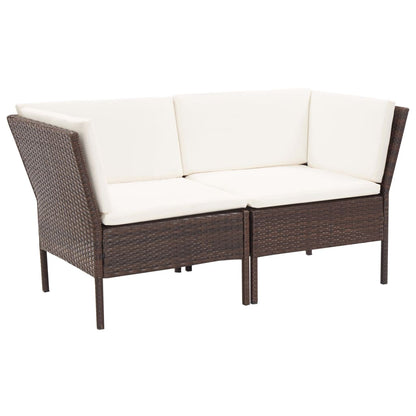 Set Divani da Giardino 6 pz con Cuscini in Polyrattan Marrone | homemem39